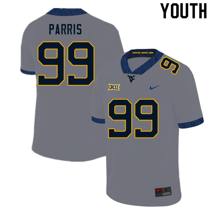 NCAA Youth Kaulin Parris West Virginia Mountaineers Gray #99 Nike Stitched Football College Authentic Jersey QV23Y63SG